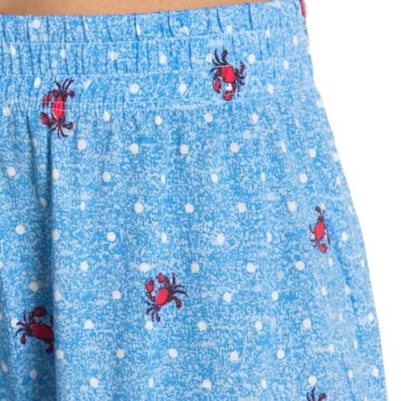 Jane and Bleecker Pajama Set Light Blue Red Crabs PJ Tank Cropped Capri Coastal - Picture 4 of 4